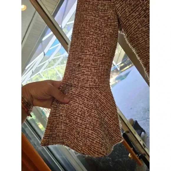 Maeve Women's Fit & Flare Tweed Dress M Pink Multi Knee Length Business Boho - Picture 6 of 10